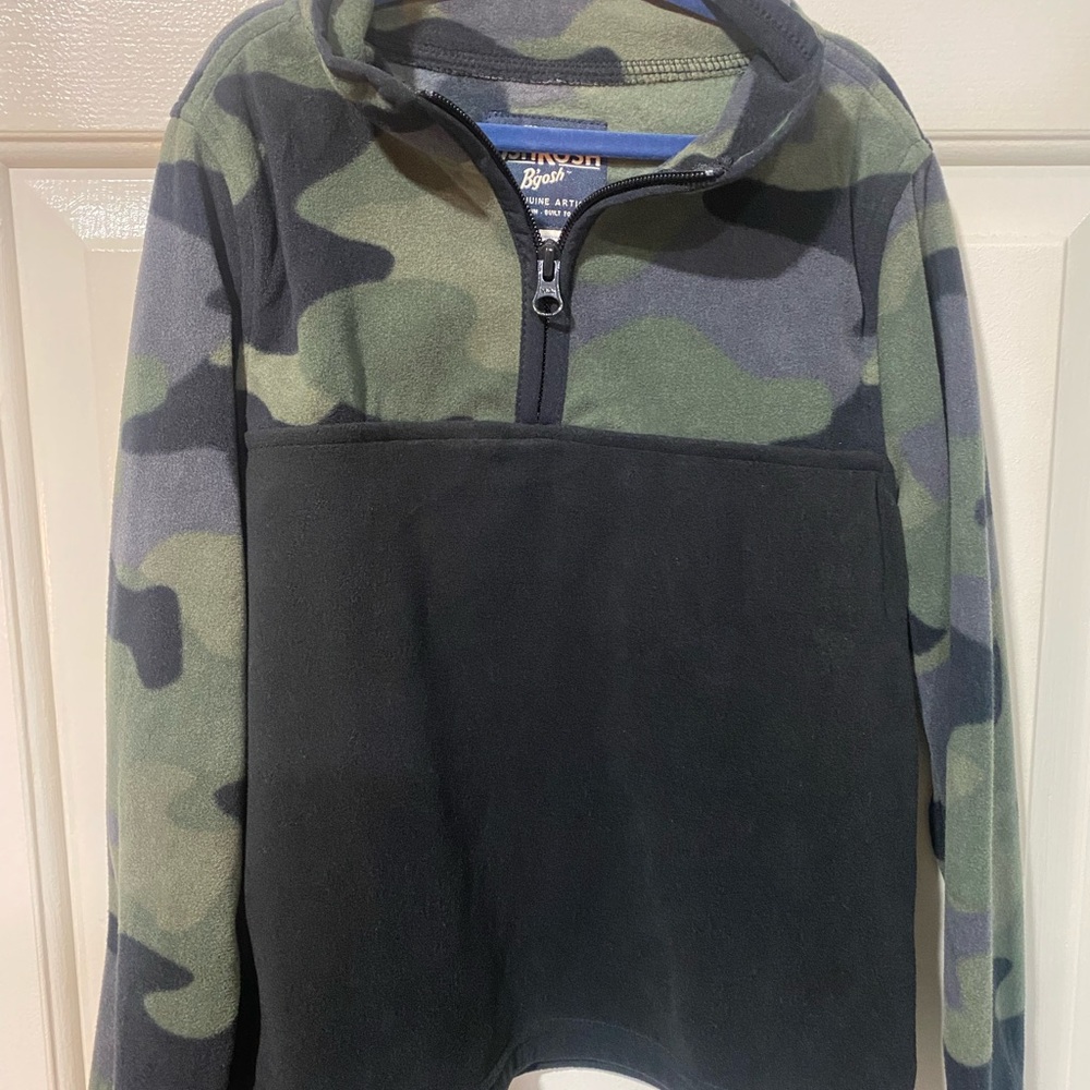 OshKosh B'gosh Green and Gray Camo Zip-Up Sweater